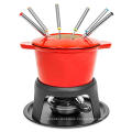 Best Choice Products Cast Iron Enamel Fondue Set with 6 Forks